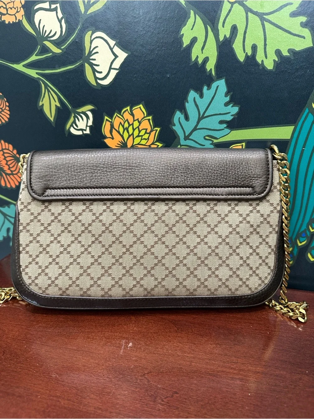 Gucci Interlocking G GG Diamante Canvas & Leather Chain Shoulder Bag Brown - Picture 10 of 15